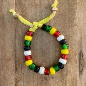 Bohemian Rasta/Reggae Silk Ribbon Tie Bracelet